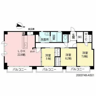 E・Maison Nishijin【A0501号室】の間取り