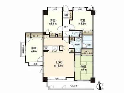 コアマンションマリナガーデン【3階】の間取り
