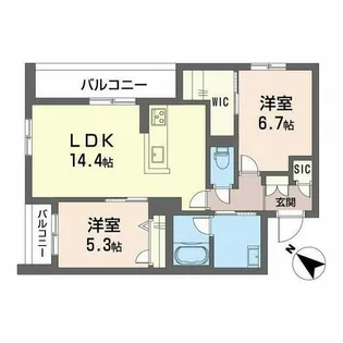 メゾン パルク 清水【A0204号室】の間取り