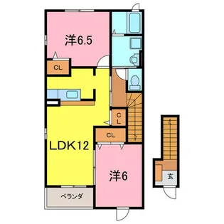 アンソレイユ西山Ⅰ【2階】の間取り