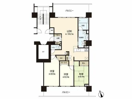 リベーラガーデンK棟オーシャンウイング【5階】の間取り