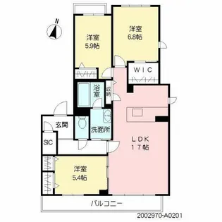 サンルミナスIII【A0201号室】の間取り
