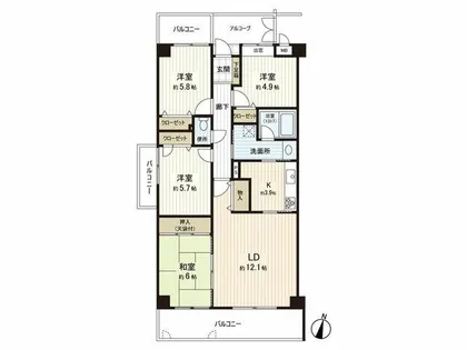 ドムス・セントラル城南【2階】の間取り