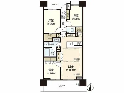 ザ・パークハウス桜坂サンリヤン【8階】の間取り