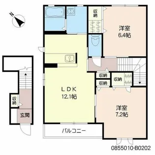 パンセレイノン B棟【B0202号室】の間取り