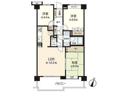 西新中央パーク・マンション【5階】の間取り