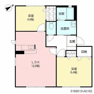 ライズヴィレッジ甘木 A棟【A0102号室】の間取り