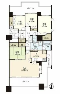 ル・サンク西新六丁目【10階】の間取り