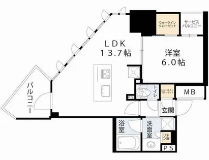 コンフォリア・リヴ本町WEST Q【6階】の間取り