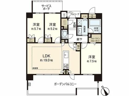 ISLANDCITY THE GARDEN VーI【5階】の間取り