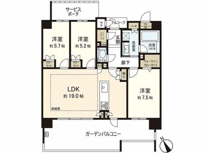 ISLANDCITY THE GARDEN VーI【5階】の間取り