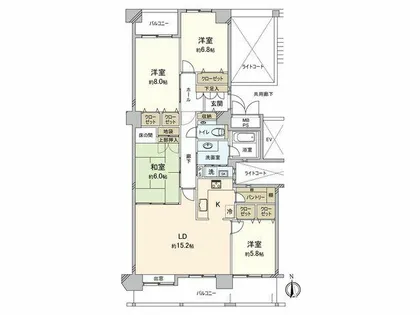 クリスタージュ壱番館【12階】の間取り