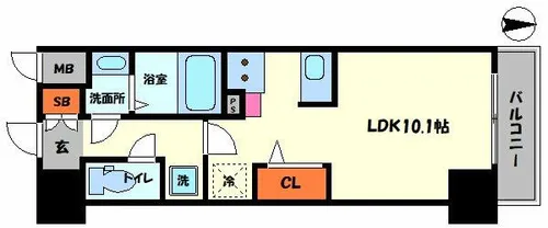 MELDIA CREST TAPP NAMBA-WEST【11階】の間取り