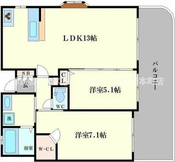 エステムエグゼ心斎橋【2階】の間取り