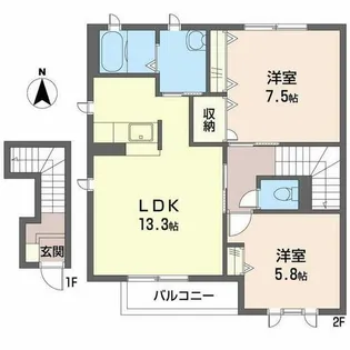 サンクレスト カキミ【0203号室】の間取り