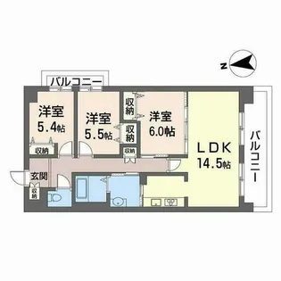 ベルドミール緑翠苑【0703号室】の間取り