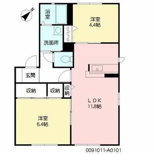 ウェールス中吉田 A棟【A0101号室】の間取り