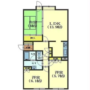 シャトーム若松【102号室】の間取り