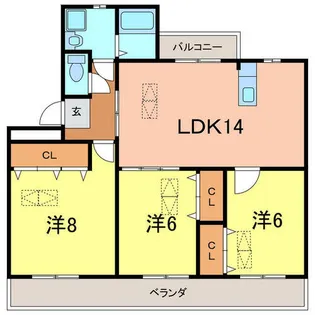 グリーンパーク西端【203号室】の間取り