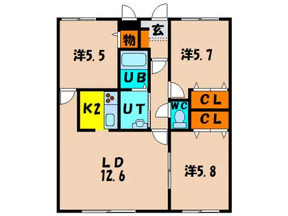 シティパレス的場【203号室】の間取り