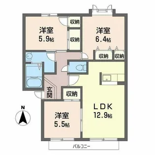 ヴィラ・イグレット【A205号室】の間取り