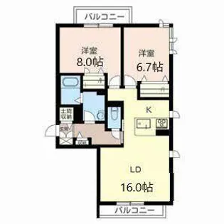 ベルデ中河原【0201号室】の間取り