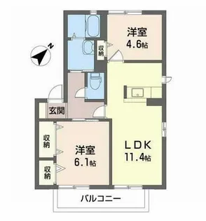 エスポワール【C201号室】の間取り