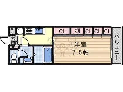 ノーブル阿倍野【1階】の間取り