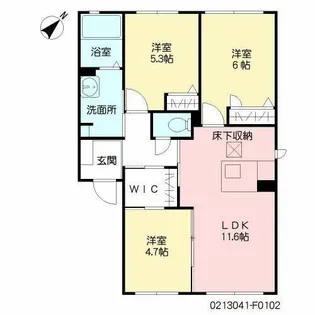 メゾン エクレール F棟【F0102号室】の間取り