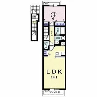 カサ デル ソルB【2階】の間取り