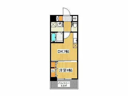 プルーム下到津【202号室】の間取り