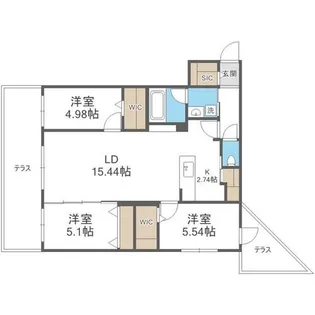 S-RESIDENCE二十四軒avelis【107号室】の間取り