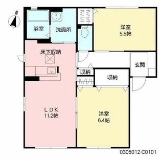 ソレアード21 C棟【C0101号室】の間取り