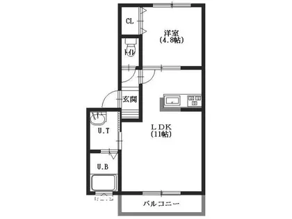ルミエール宝来【202号室】の間取り