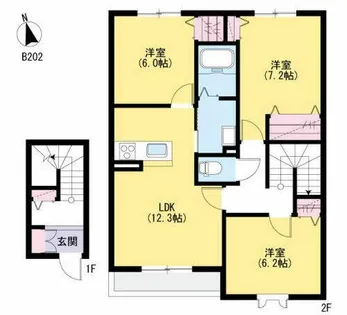 シャーメゾン日蒔野 B棟【B0202号室】の間取り