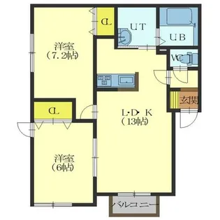 シャルム北美原Ⅱ【201号室】の間取り