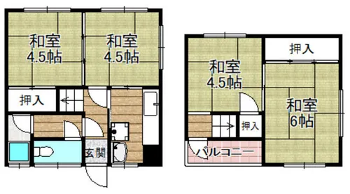 大阪府高槻市清福寺町【テラスハウス】の間取り