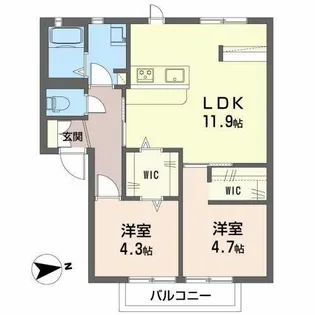 2LDKの間取り画像