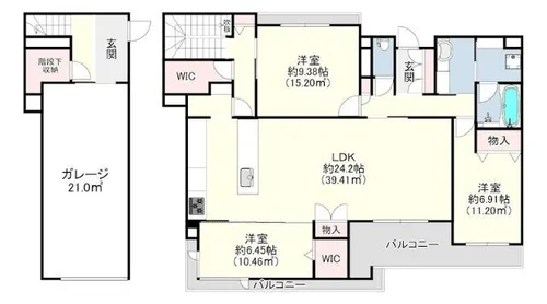 LA CASA ASHIYAGAWA BASE【1階】の間取り
