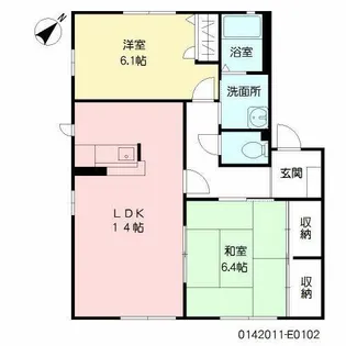 咲ら坂 E棟【E0102号室】の間取り