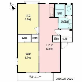 アヴェニール・アージュ D棟【D0201号室】の間取り