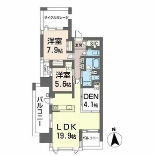 グランドメゾン大濠公園2020 401号室【A0401号室】の間取り