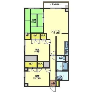 ロクゴーリーブル梁川【204号室】の間取り