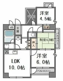 トータス西天満【10階】の間取り
