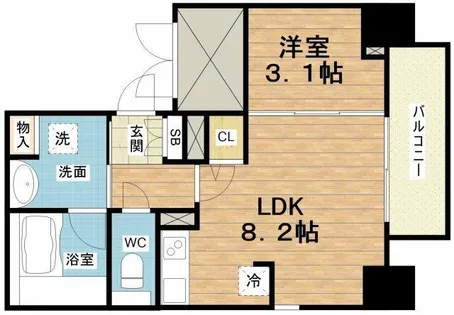 シーズンフラッツ靭本町【5階】の間取り