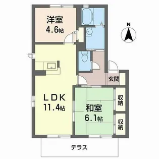 バリュージュ・IBARA・夢み台A【A102号室】の間取り