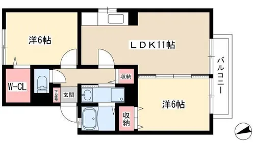 2LDKの間取り画像