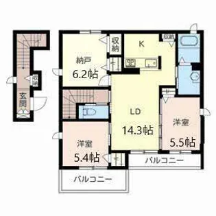 メゾン・ド・ソレイユ【0201号室】の間取り