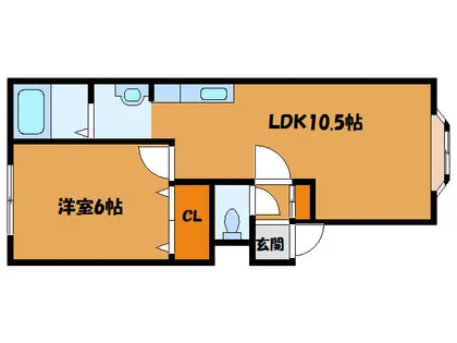 ハイブリッジMS松陰【107号室】の間取り