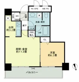 クロスレジデンス大阪新町【11階】の間取り